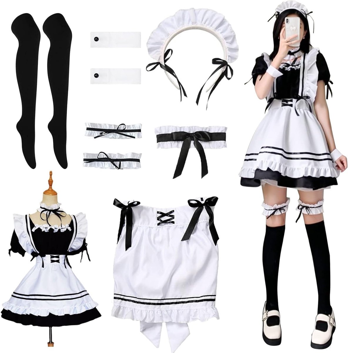 Anime Maid Cosplay Jurk voor Feestdagen en Evenementen - Klassiek Kostuum voor Halloween en Kerst