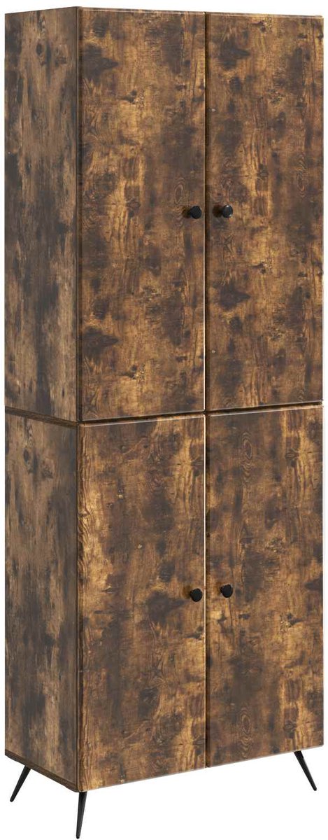 vidaXL Kast - Set - 2 - st - Gerookt - eiken - Bewerkt - hout Gerookt eiken