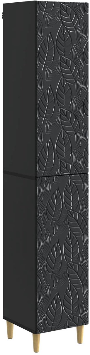 vidaXL Kast - Set - 2 - st - Zwart - Bewerkt - hout