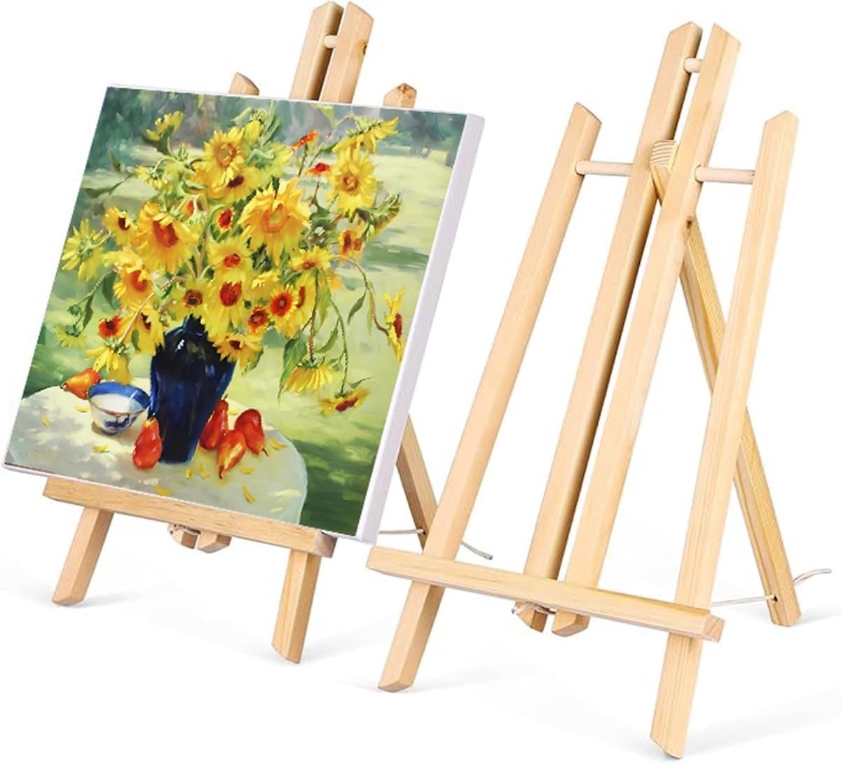 Set van 2 Houten Easels 19 x 30 cm, Opvouwbare Tafelstandaard voor Foto's, Kunst en Ambachten, Ruimtebesparend en Geschikt voor Kinderen