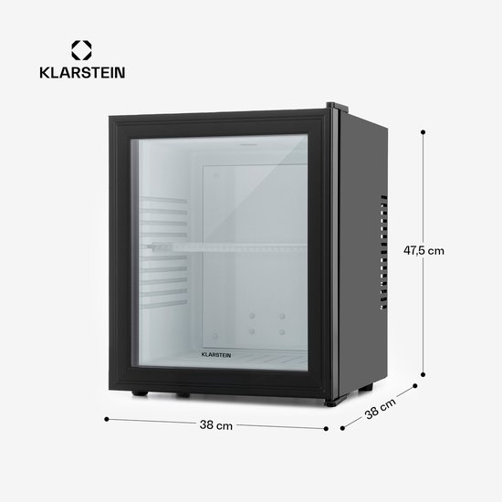 Klarstein Minibar Barmodel Koelkast - 24 Liter - glas - 0dB - Zwart - Minikoelkast - 5-15°C - voor Hotelkamer voor Kantoor - Stil Compact - Mini Fridge Kleine Koelkast Hotelkoelkast Drankkoeler Compact Koelkast van Klarstein — afbeelding 3