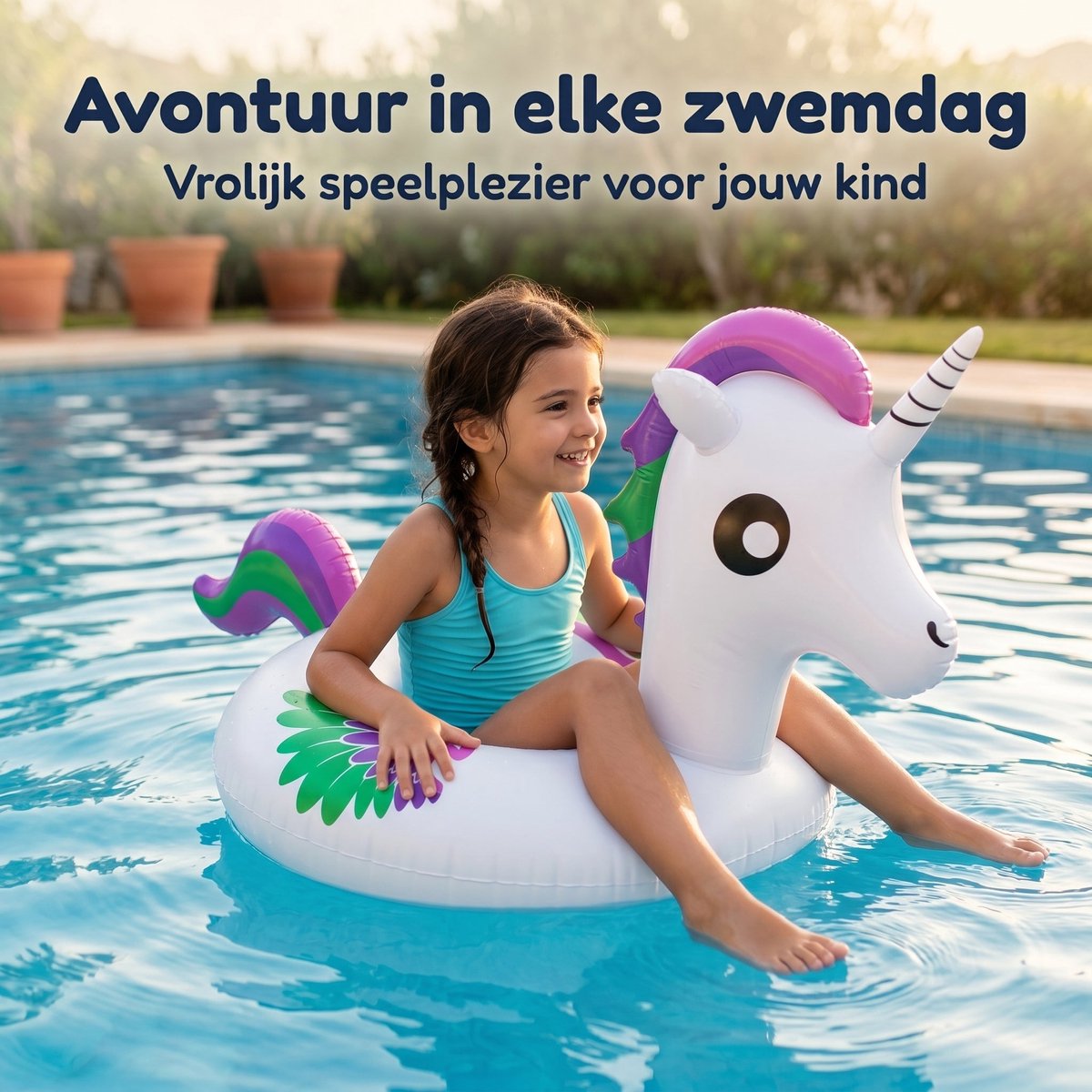 Cheqo® Zwemring Eenhoorn - Opblaasbaar Unicorn Zwemband voor Kinderen en Peuter - Waterspeelgoed voor Zwembad en Strand - Pool Float Ring - Buitenspeelgoed - Zomerspeelgoed voor Meisjes - Opblaasbare Zwemband - Strandspeelgoed - Zomerplezier – foto 6