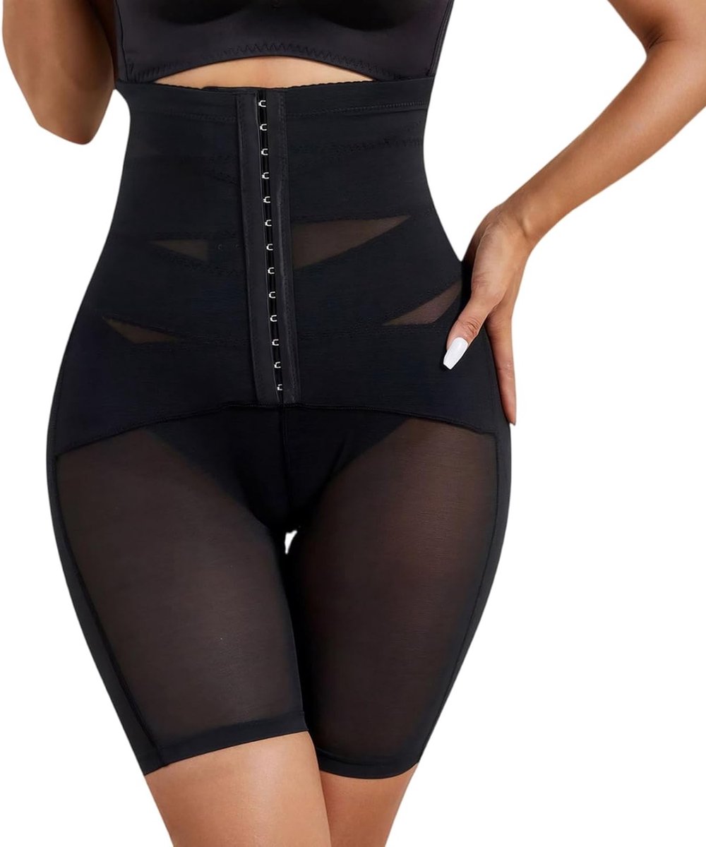 Dames Shapewear Hoge Taille Corset Ondergoed Zwart Met Push Up Effect en Verstelbare Sluiting voor Onder Jurk en Korte Broeken