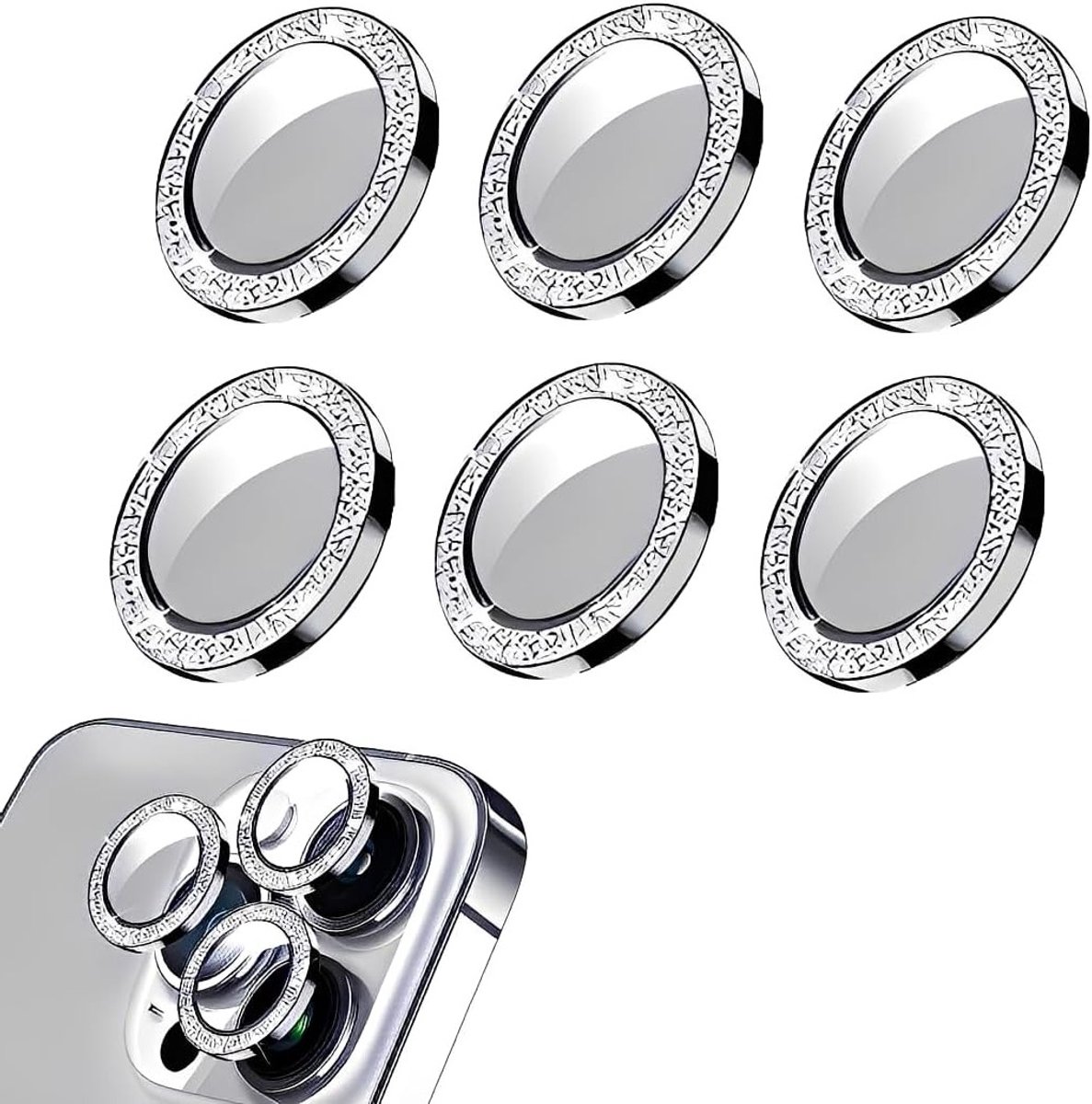 Camerabeschermingsfolie set van 6 voor iPhone 16 Pro en 16 Pro Max, gehard glas, krasbestendig, helder en nachtopnames veilig