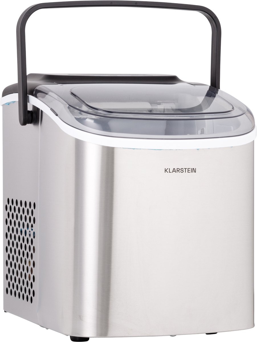 Klarstein IJsblokjesmachine Voor Thuis - Kamperen - Gastronomie - Snelle Mini IJsblokjesmachine - klein - Professionele IJsmaker Voor Grote En Kleine IJsblokjes - Zelfreinigend - 1 -3 Liter Watertank - 12 Kg IJs In 24 Uur - Roestvrij Staal