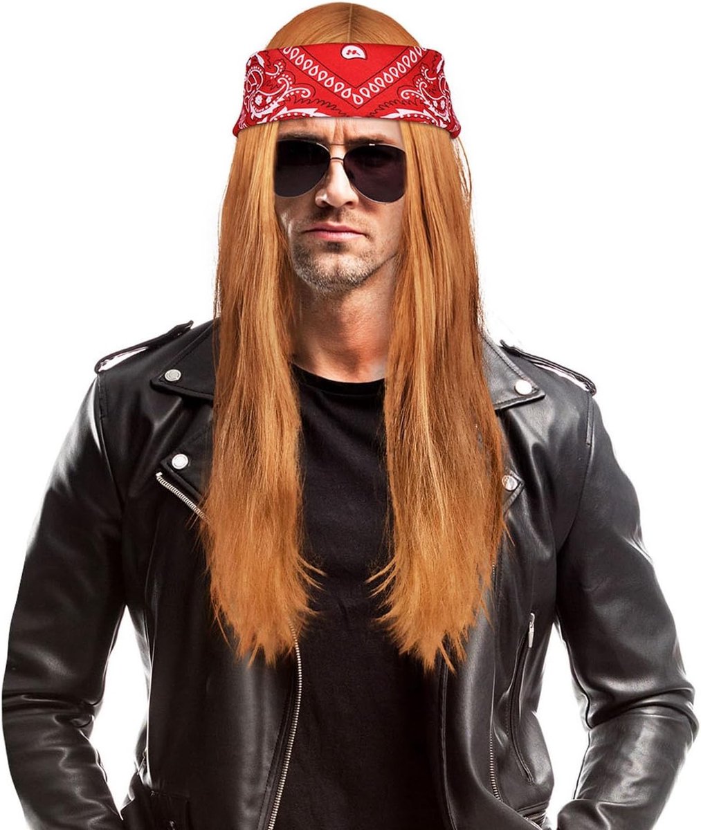 Retro 70s en 80s Rocker Kostuumaccessoires met Bandana, Zonnebril en Ketting voor Feest en Disco