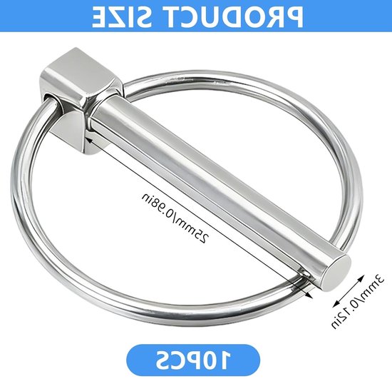 10 Stuks 3mm RVS Lockpin Gegalvaniseerd voor Vouwsplint Ringen voor Tractoren, Trucks en Agrarische Voertuigen — afbeelding 5