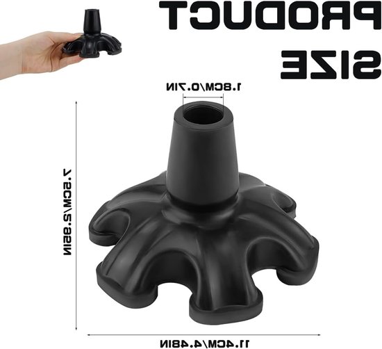 Zelfstaande Rubber Anti-slip Stokpunt met 6 Tanden - Vervangende Voet voor Loopstokken en Stokken, Duurzaam en Stevig Accessoire voor Wandelen en Ondersteuning van Merkloos — afbeelding 5