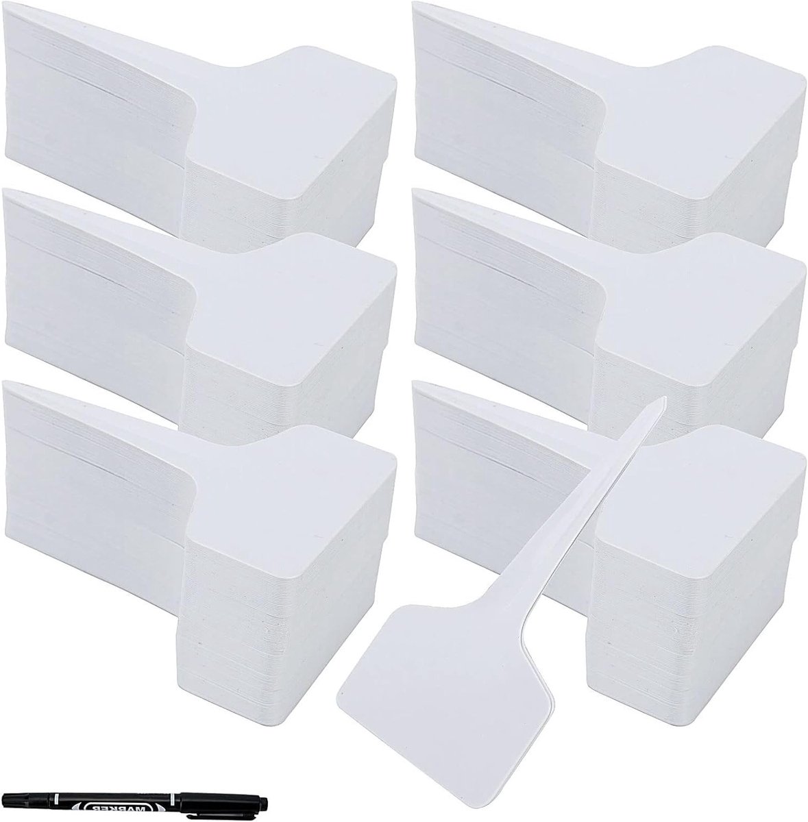 300 stuks plastic plantenlabels T-type 6 x 10 cm, witte tuinnaamlabels voor buitenplanten en tuinieren, ideaal voor bloemen en bomen