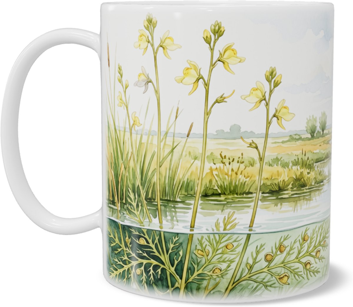 Mok Aquarel Series Klein Blaasjeskruid Waterlandschap Polder Natuur Doorsnede