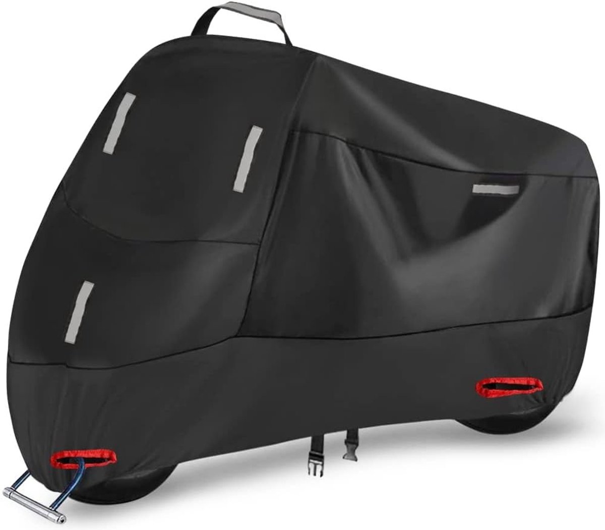 Waterdichte motorhoes voor buitengebruik, UV- en stofbescherming, met reflecterende strips en slotgaten, geschikt voor scooters en mopeds (3XL: 265x105x125cm)