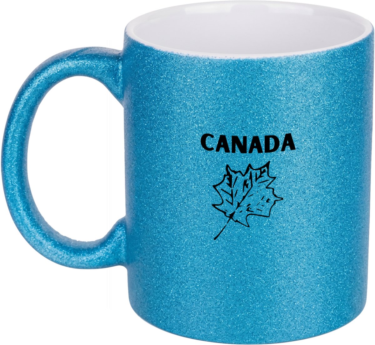 Hacebo® - Canada koffiebeker glitter blauw - Piloot - Canada cadeau - thee mok - koffie beker - beste land - Leuk cadeau voor je Vriend om te geven - koffiemok - 350 ML inhoud