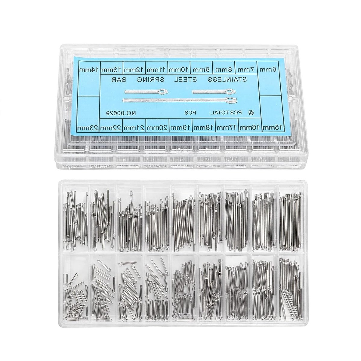 Cotter Pins Set voor Horloges - 360 Stuks, Split Pins, 6-23 mm, 18 Maten, RVS Horloge Accessoires, Horloge Reparatie Tools