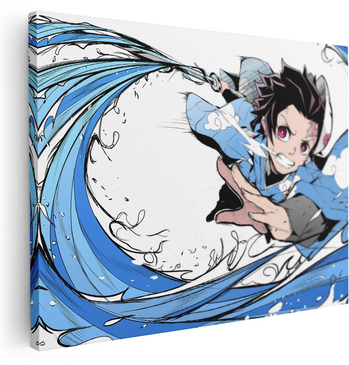 Artaza Canvas Schilderij Tanjiro Kamado - 80x60 cm - Wanddecoratie Demon Slayer - Muurdeco
