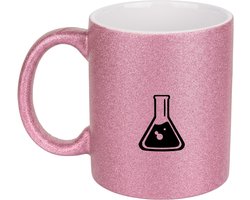 Hacebo® - Scheikunde koffiebeker glitter roze - Docent - Beste scheikundige - thee mok - koffie beker - Chemisch - Natuurkunde - Set - Physics - Cadeau - Accessoires - koffiemok - 350 ML inhoud