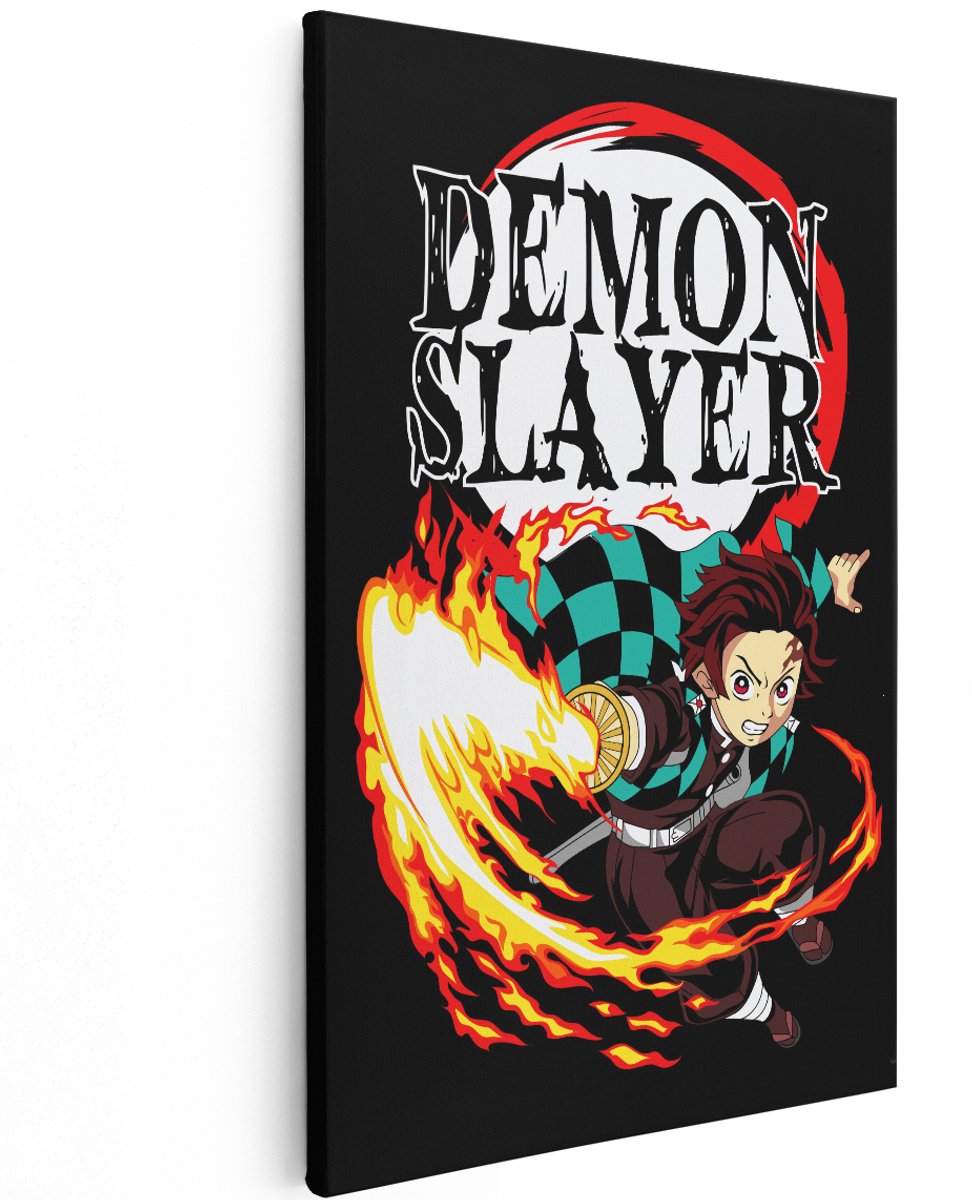 Artaza Canvas Schilderij Tanjiro Kamado - 20x30 cm - Wanddecoratie Demon Slayer Anime - Mu