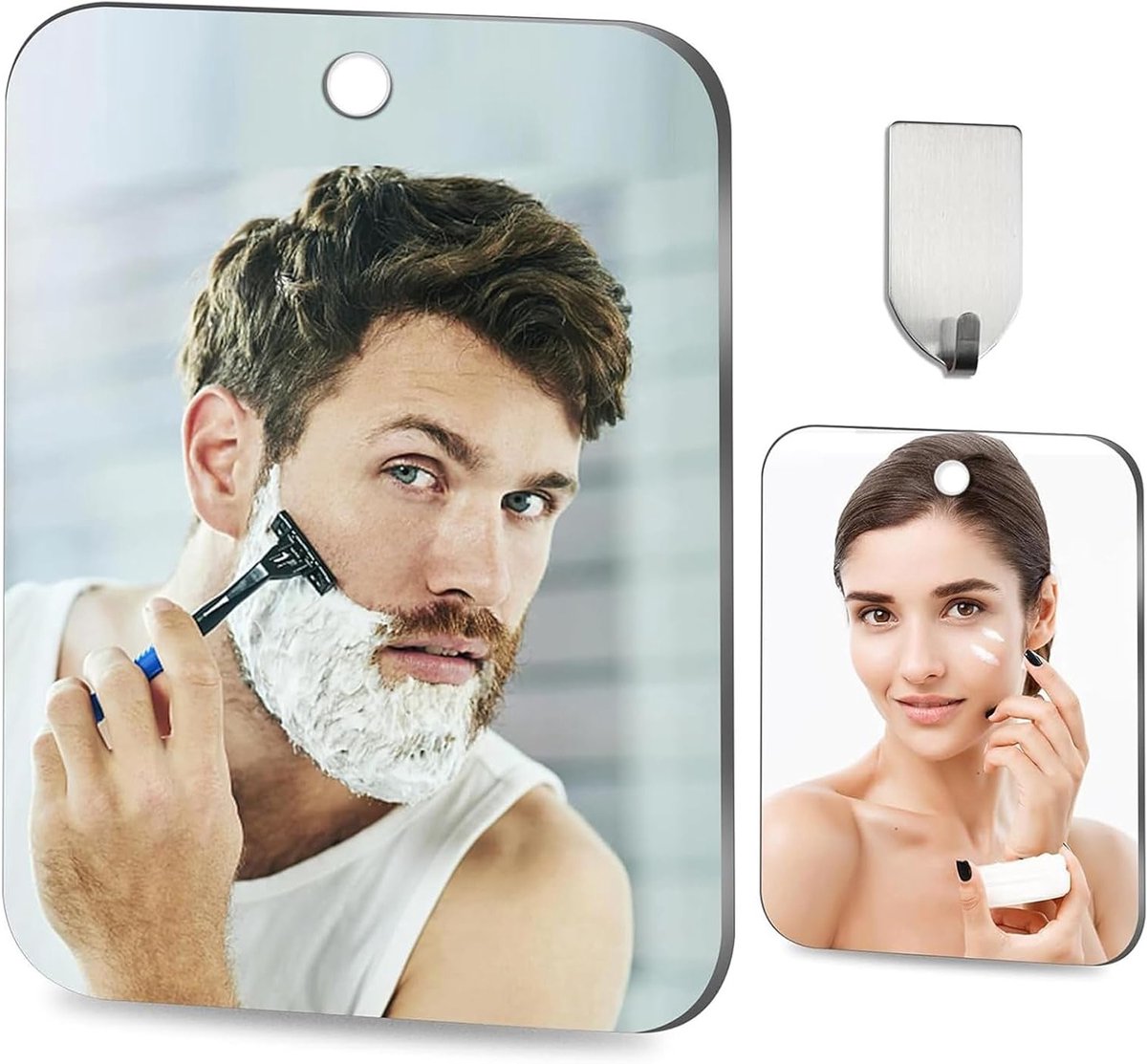 Verstelbare Douche Spiegels, 360 Graden Fogless Scheerspiegel, Compact Reismirror voor Badkamer en Douche, 6 x 8 Inch