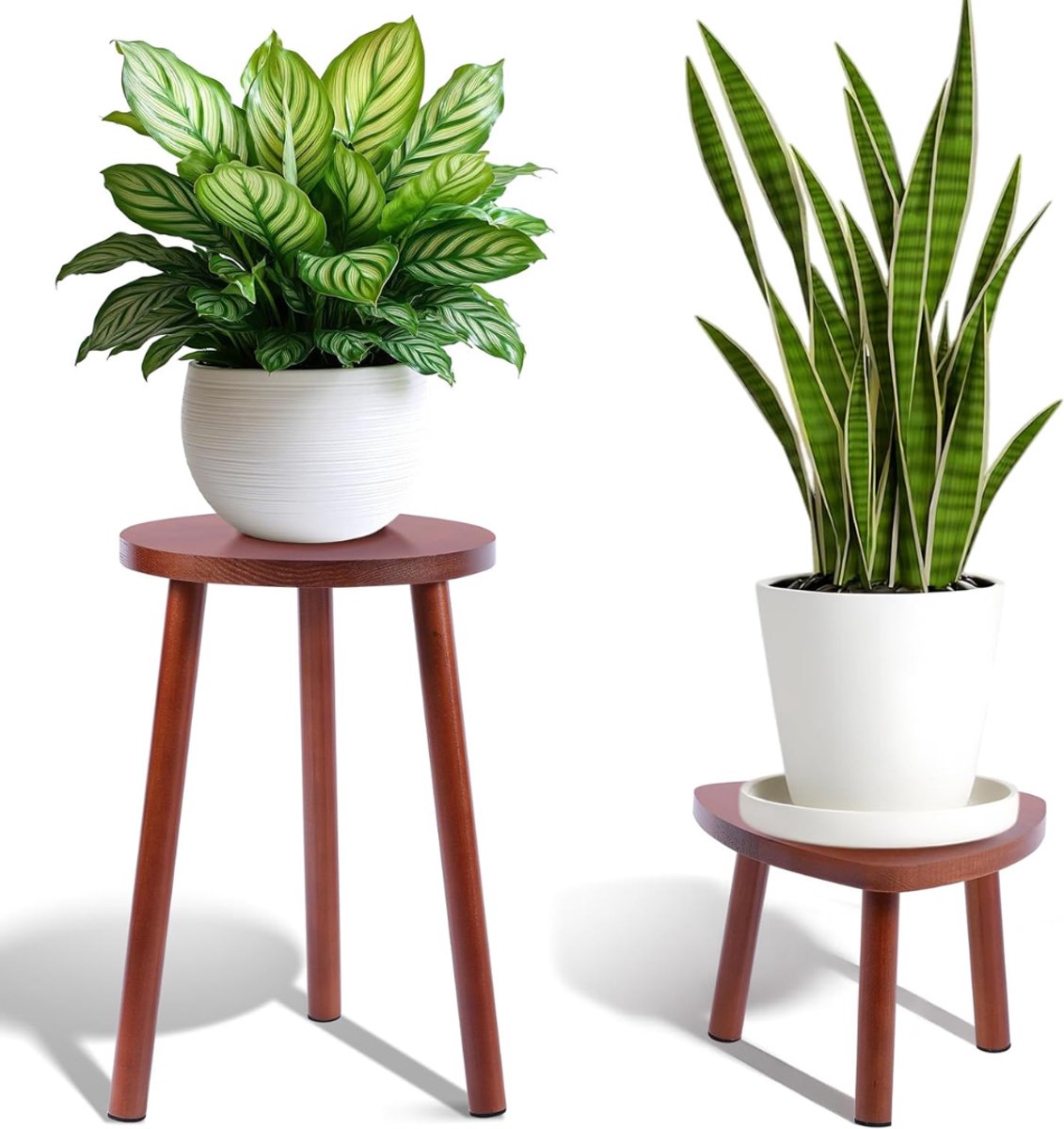 MRKK® Plantentafel - Plantenstandaard voor Binnen - Plantenzuil -Walnoot