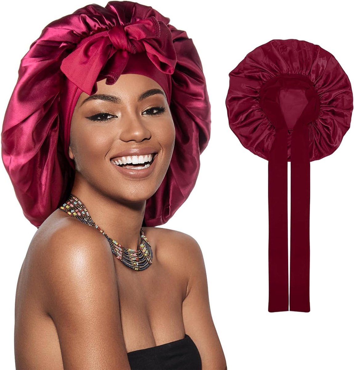 Zijden Slaapcap voor Lang Haar, Ideaal voor Nachtelijke Bescherming van Haar, Comfortabele en Ademende Slaapmuts voor Dames