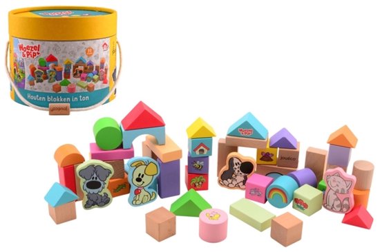 Woezel & Pip - Houten blokken in ton van Woezel & Pip — afbeelding 3