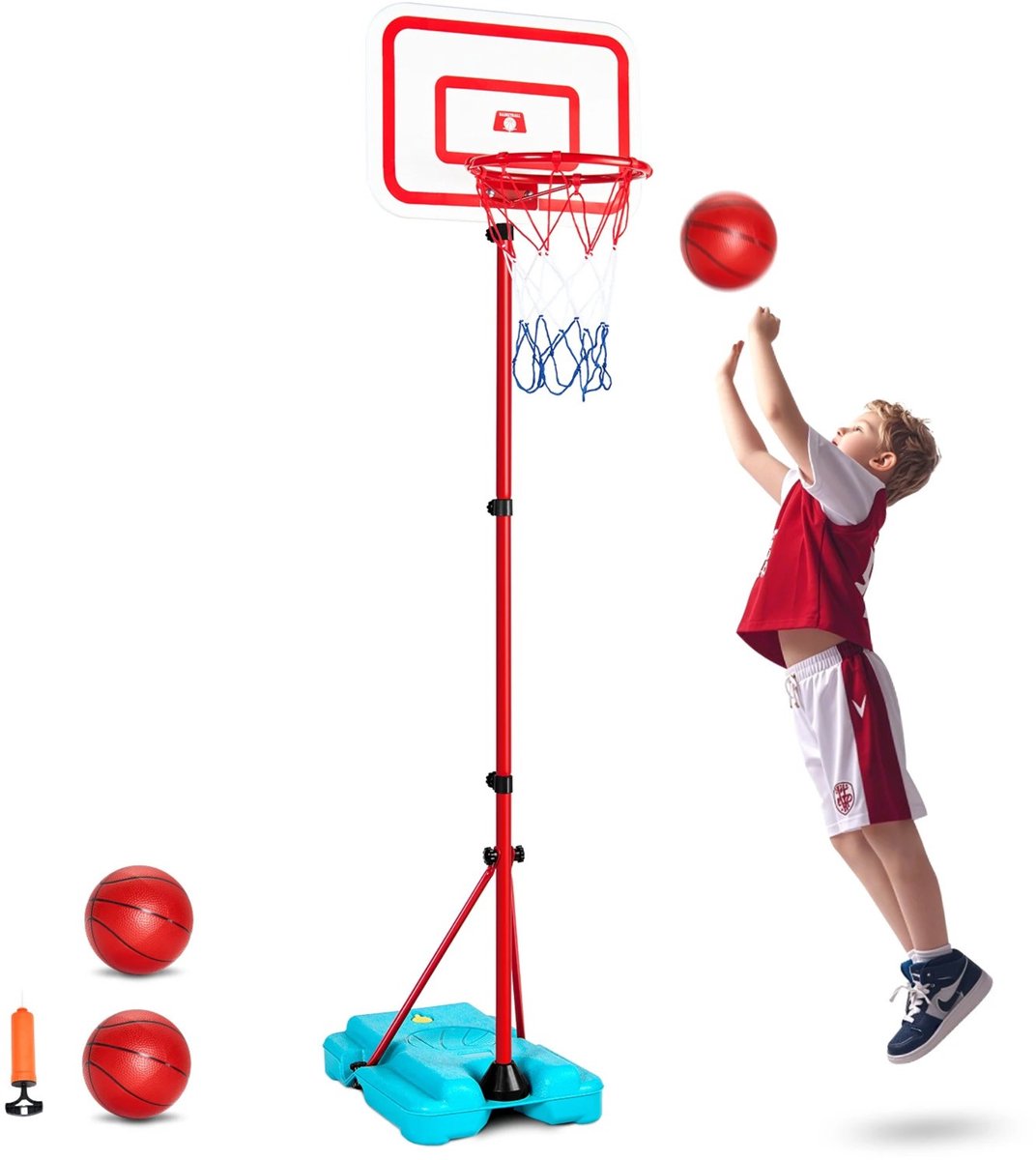 Noventra - Basketbal ring - Basketbal paal - Uitschuifbare basketbal paal - Stevige voet - 104cm-190cm