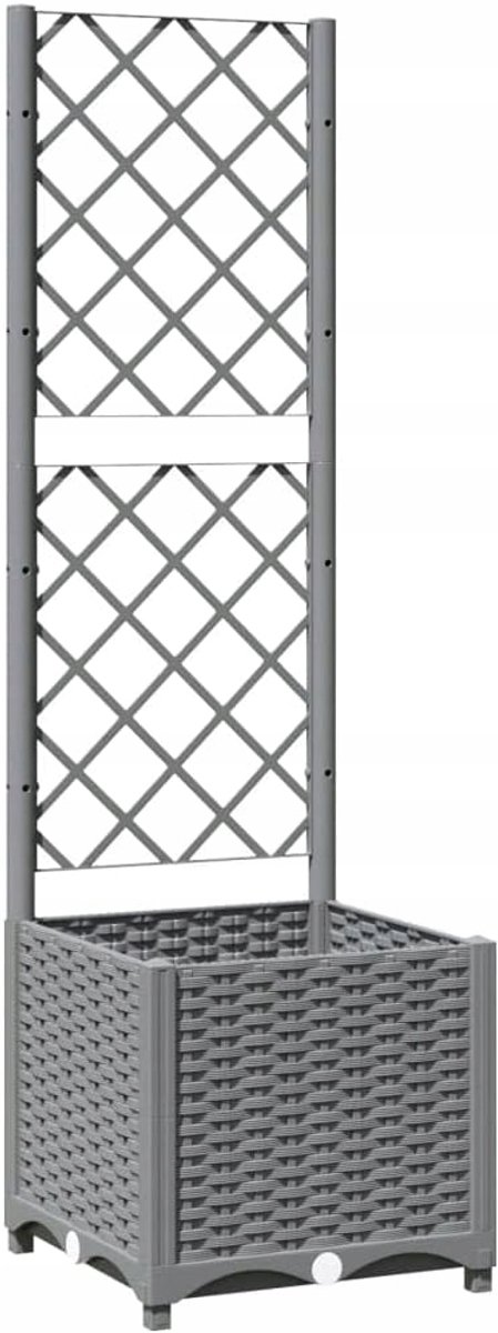Bloembak met Trellis - Tuin & Balkon - Grijs PP - 40x40x136cm