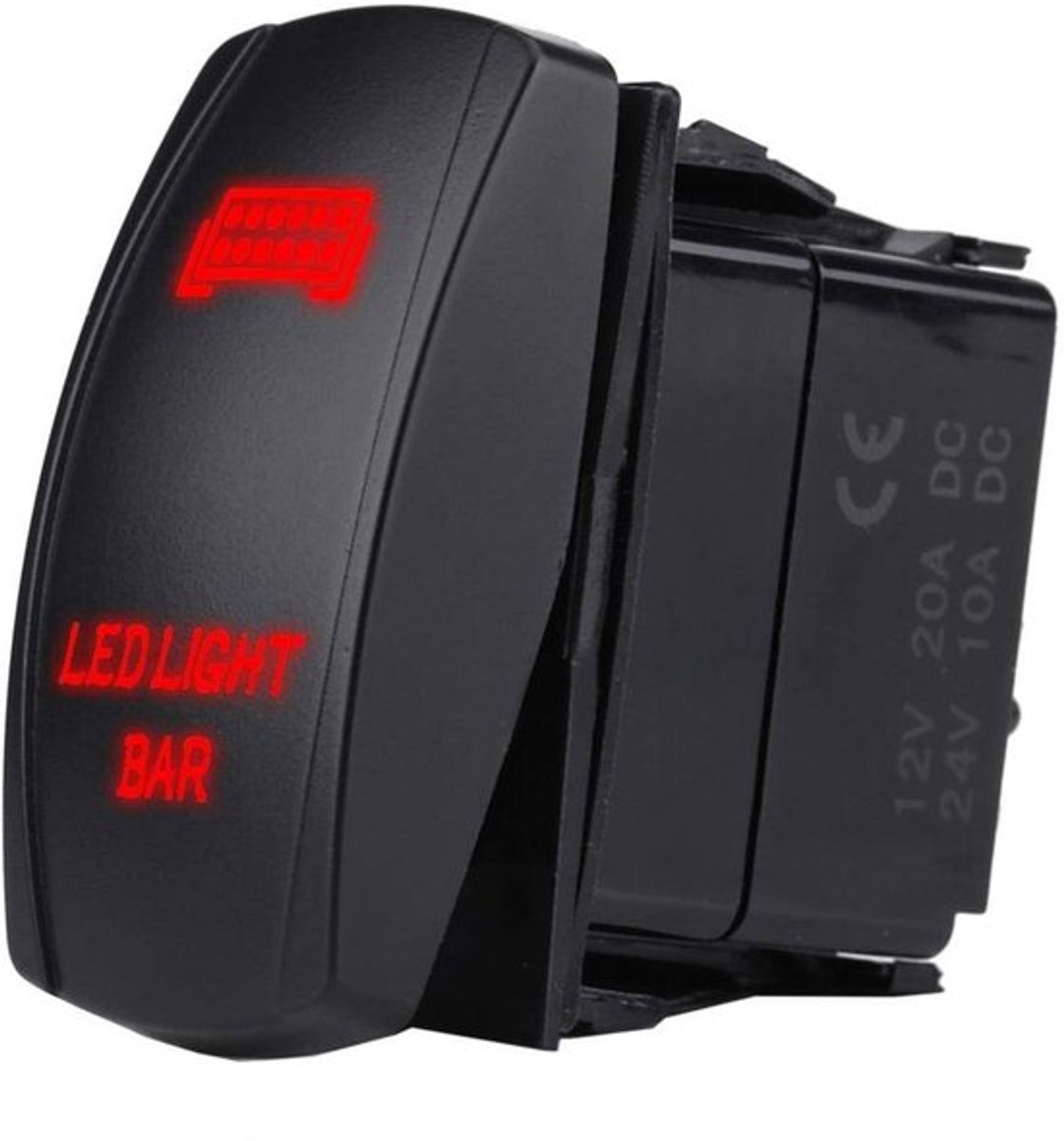 Allecto - Rocker Switch - Led Lichtschakelaar - Waterdicht - Rood - 5
