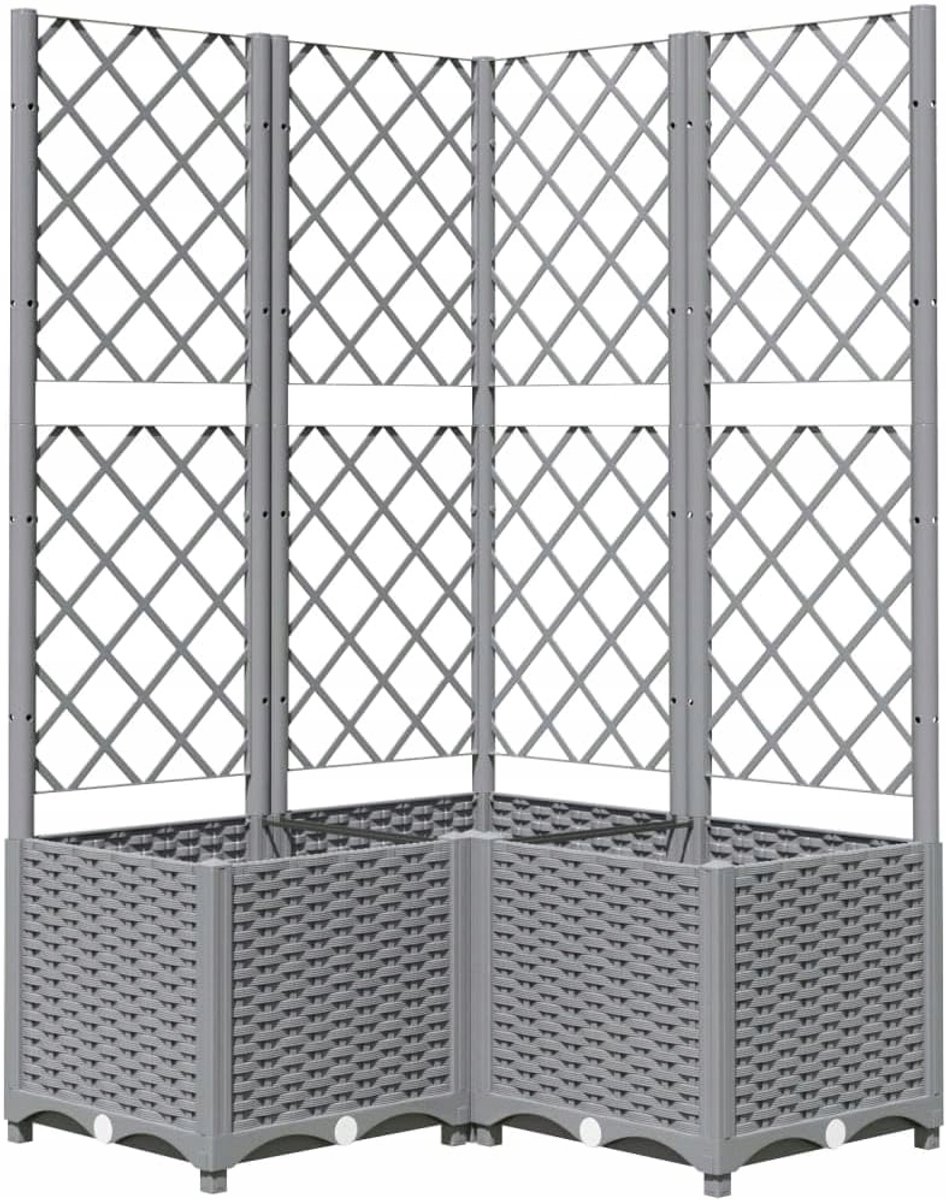Bloembak met Trellis - Tuin & Balkon - 80x80x136cm - Grijs