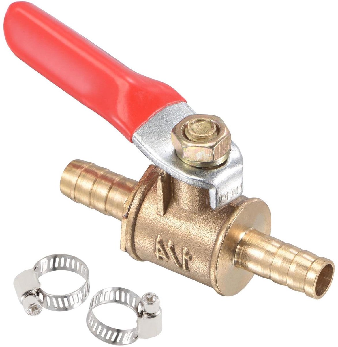 Kogelkraan - Afsluiter slang - Waterleiding regelen - Messing constructie - 6mm aansluiting - Rood handvat