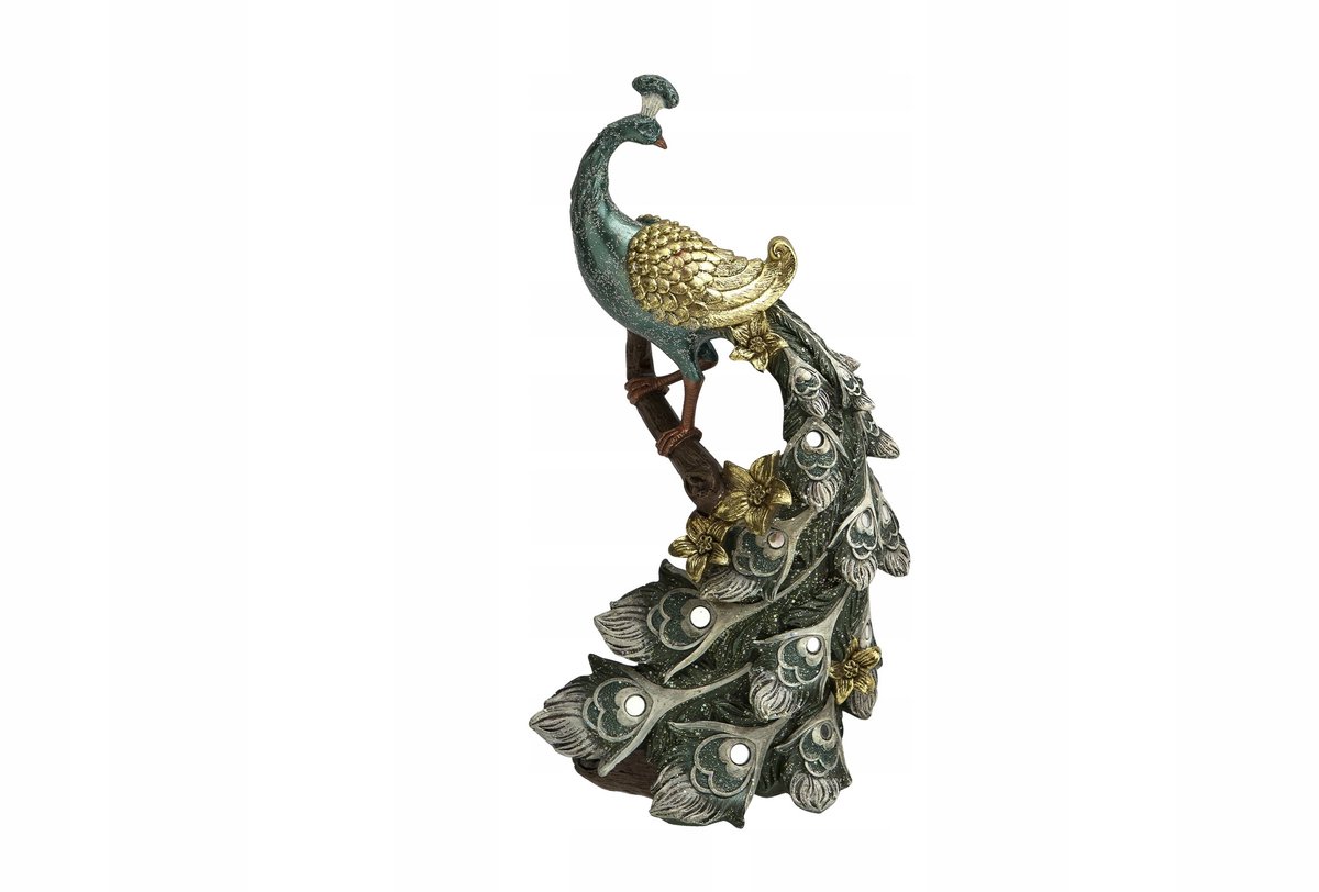 Decoratief Pauw Figuur 29 cm Blauw-Goud Kunststof