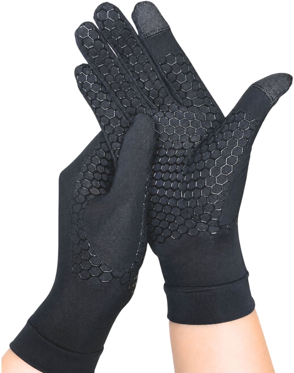 KANGKA® Compressie Handschoenen met Vingertoppen - Artritis Handschoenen- Zwart - Maat S