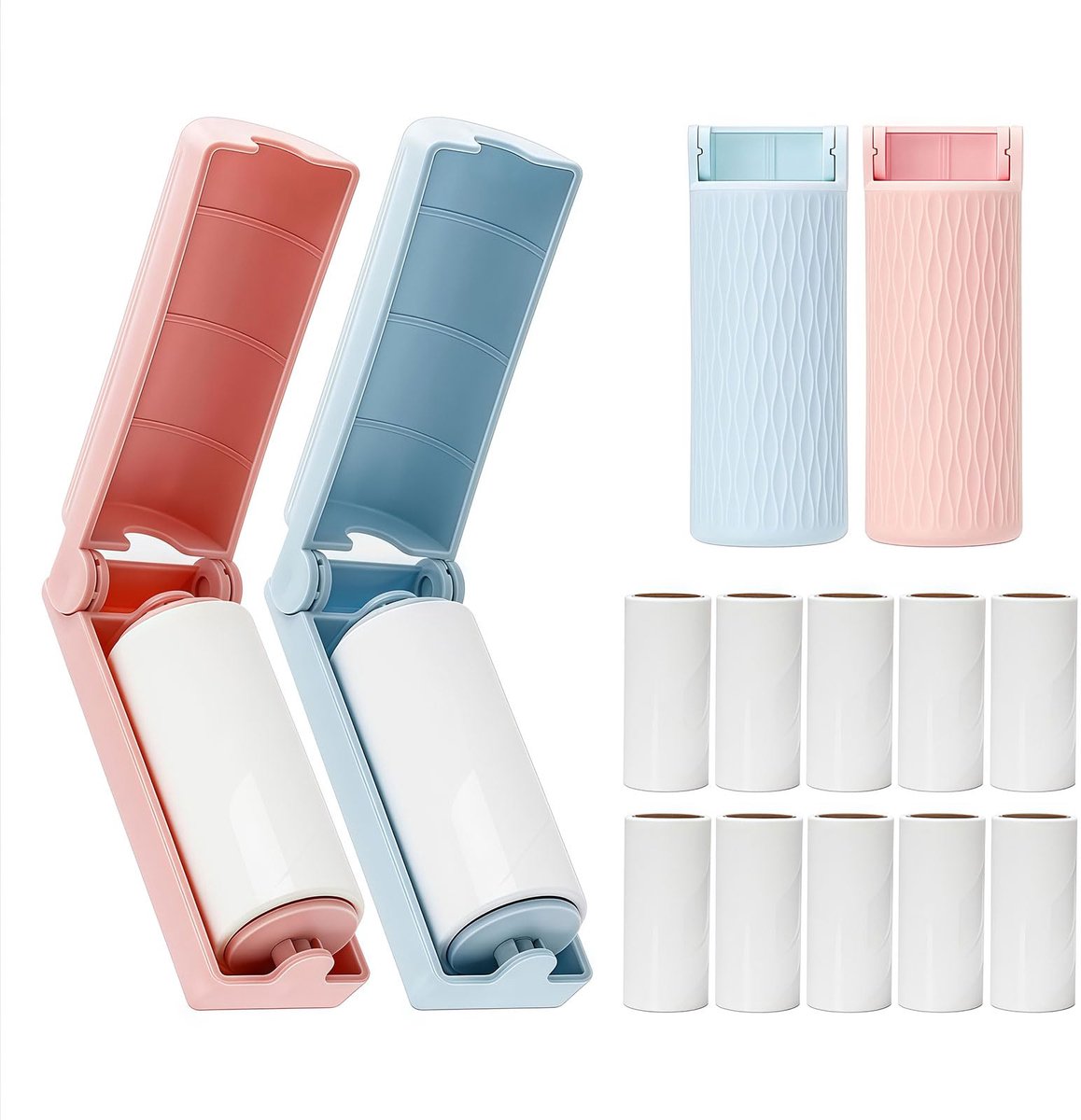 Pluizenroller Set - Herbruikbaar - Mini Lint Roller - 360 Vellen - Met Handvatten en Navullingen - Voor Dierenharen - 16-delig