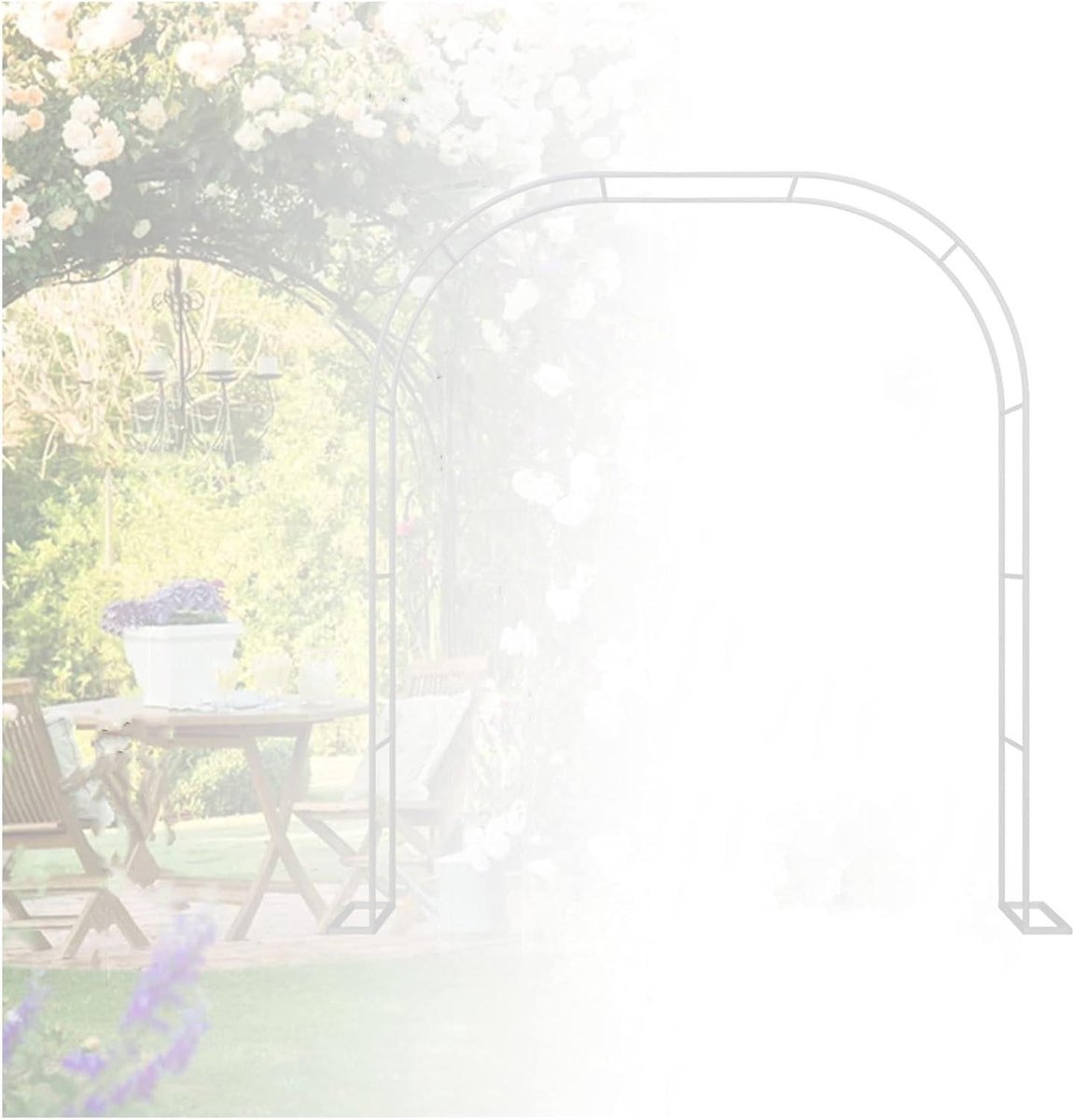 Torenboog Tuin - Decoratieve boog - Klimplanten Ondersteunen - Weerbestendig Metaal - 3m x 2.2m - Wit