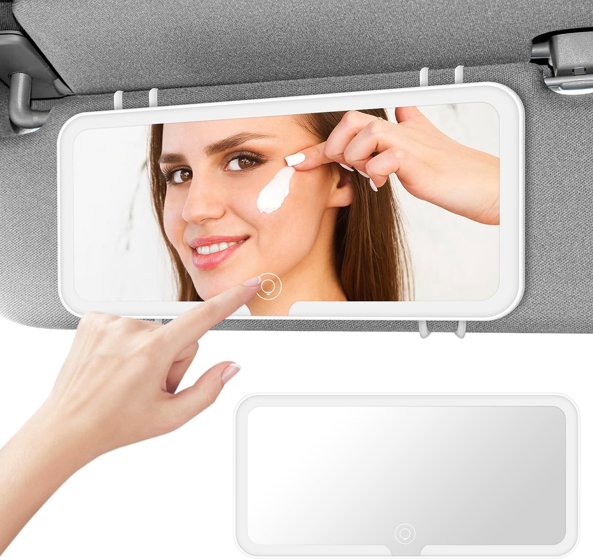 VLEMICO - Led-make-upspiegel met verlichting - Oplaadbaar - Compact en praktisch - Geschikt voor auto - Touch on screen - Voor baby's en kinderen