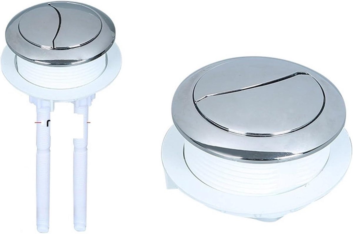 Toilet Spoelknop - Waterbesparend Knop - Water Besparen - Dubbele Spoeling - 58mm - Chroom
