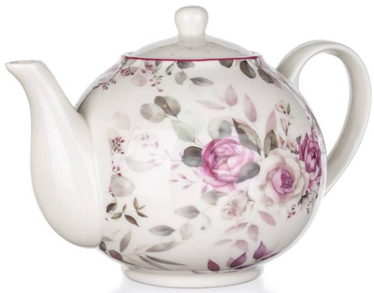 Banket Rose Porseleinen Theepot/Koffiekan 1L met Rozenprint