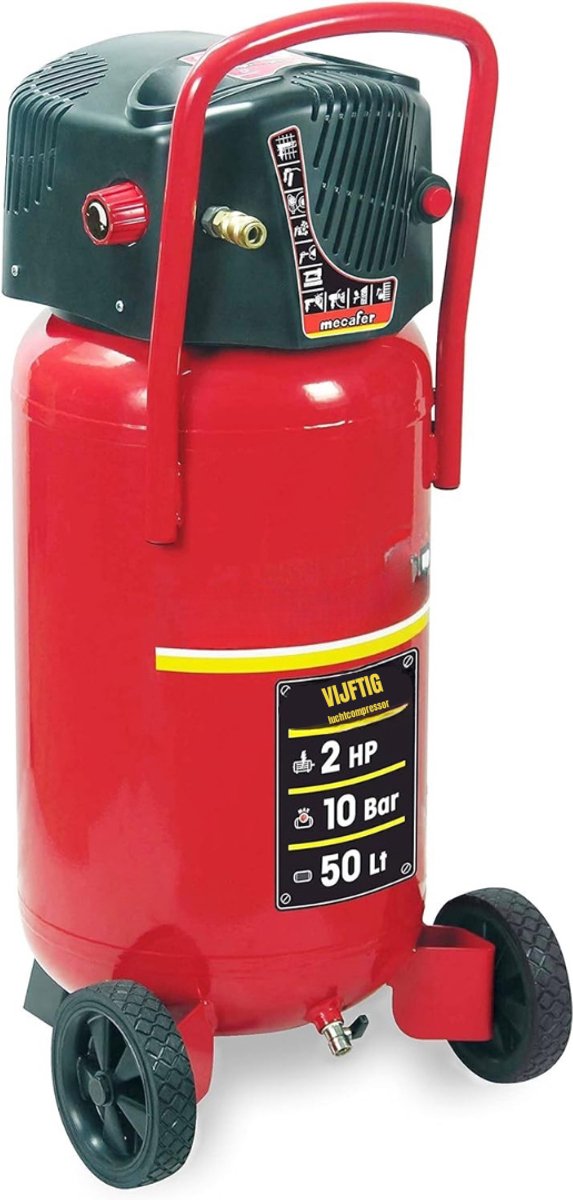 QIN® Compressor 50 Liter - Stille Compressor - Compressor - Rood - 62cm x 47cm x 54cm