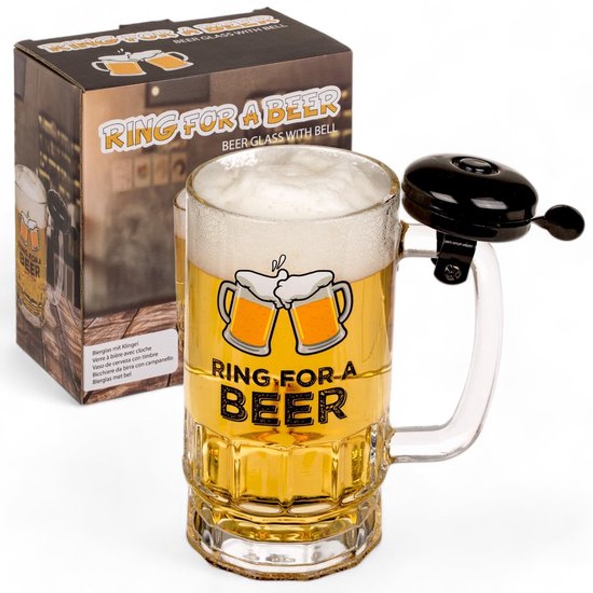 Onf3 Bierglas - Grappig glas met fietsbel - 500 ml - voor