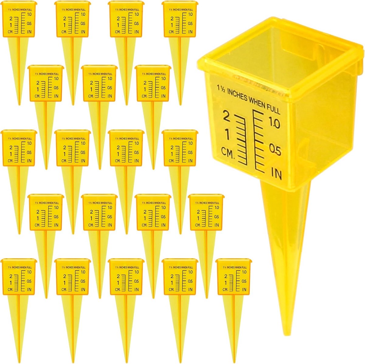 10-delige regenmeter voor buiten, sproeiniveau-indicator van 1,5 inch, gazonniveau-indicator, brede diameter, regenmeetinstrument geschikt voor terras, tuin en gazon.