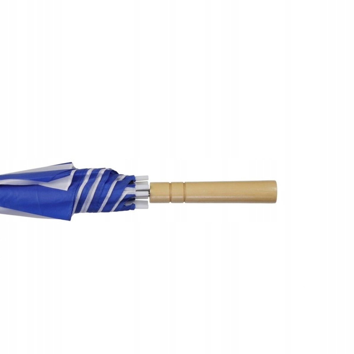 Automatische paraplu wit-blauw, 8 panelen, 100 cm, houten handvat