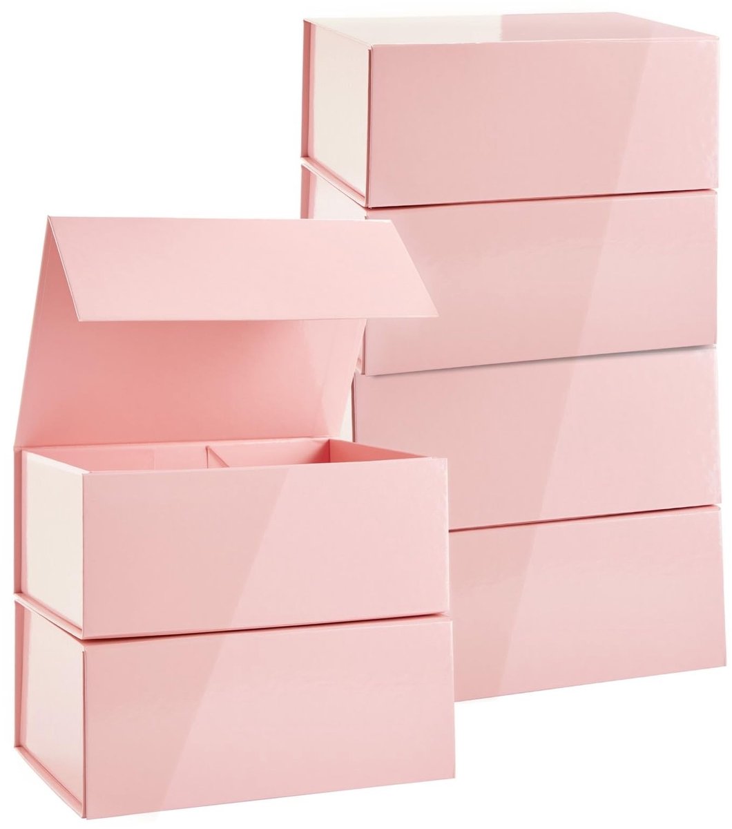 JHUBERS- Geschenkdozen met deksel - Set van 6 - Magnetische dozen - Luxe rechthoekige dozen - Stevig karton - 9,5 x 7 x 4 inch - Cadeaudozen