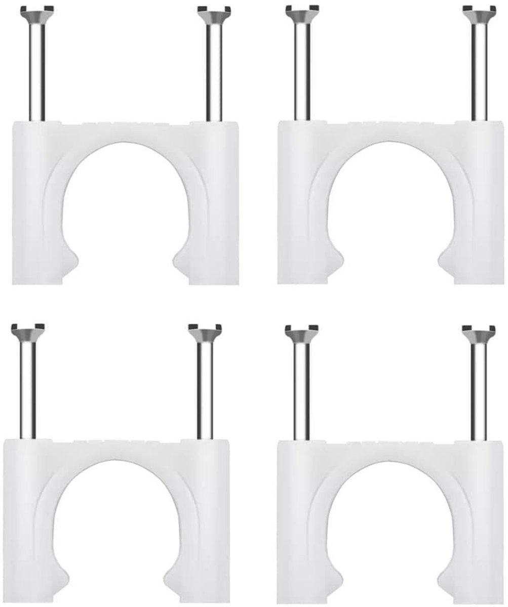JHUBERS- Kabelklemmen Sterk - Kabelbinder - Kabelorganiser - Kabelclips Zelfklevend - Kabelclips met Spijker - Wit Rond Profiel - 50mm, 6 Stuks
