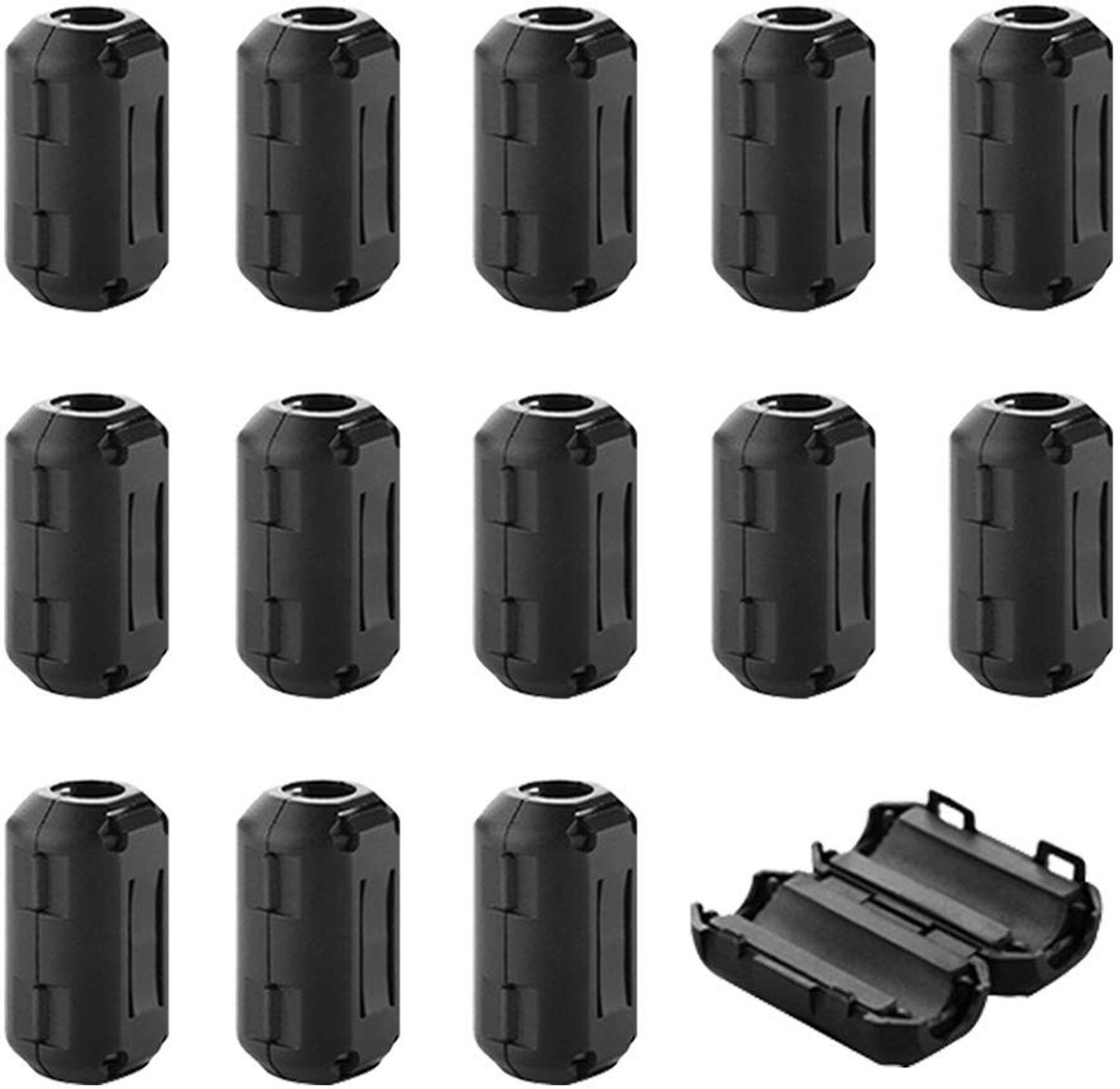 JHUBERS - Ferrietkernringen 14 Stuks - Ruisonderdrukker - Zwart - Kabelclip - Anti-interferentie - Hoog Frequentiefilter - Geschikt voor Diverse Ka...