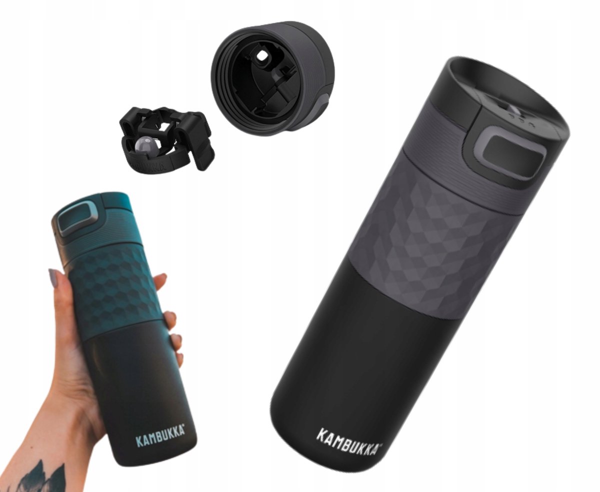 Kambukka Etna Grip Thermosbeker 500ml Zwart - Houdt Warmte Lang Vast