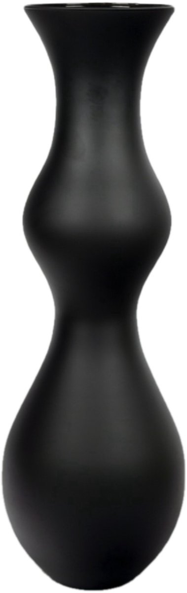 Grote Matzwarte Vaas - Handgemaakt Glas - H70cm D23cm