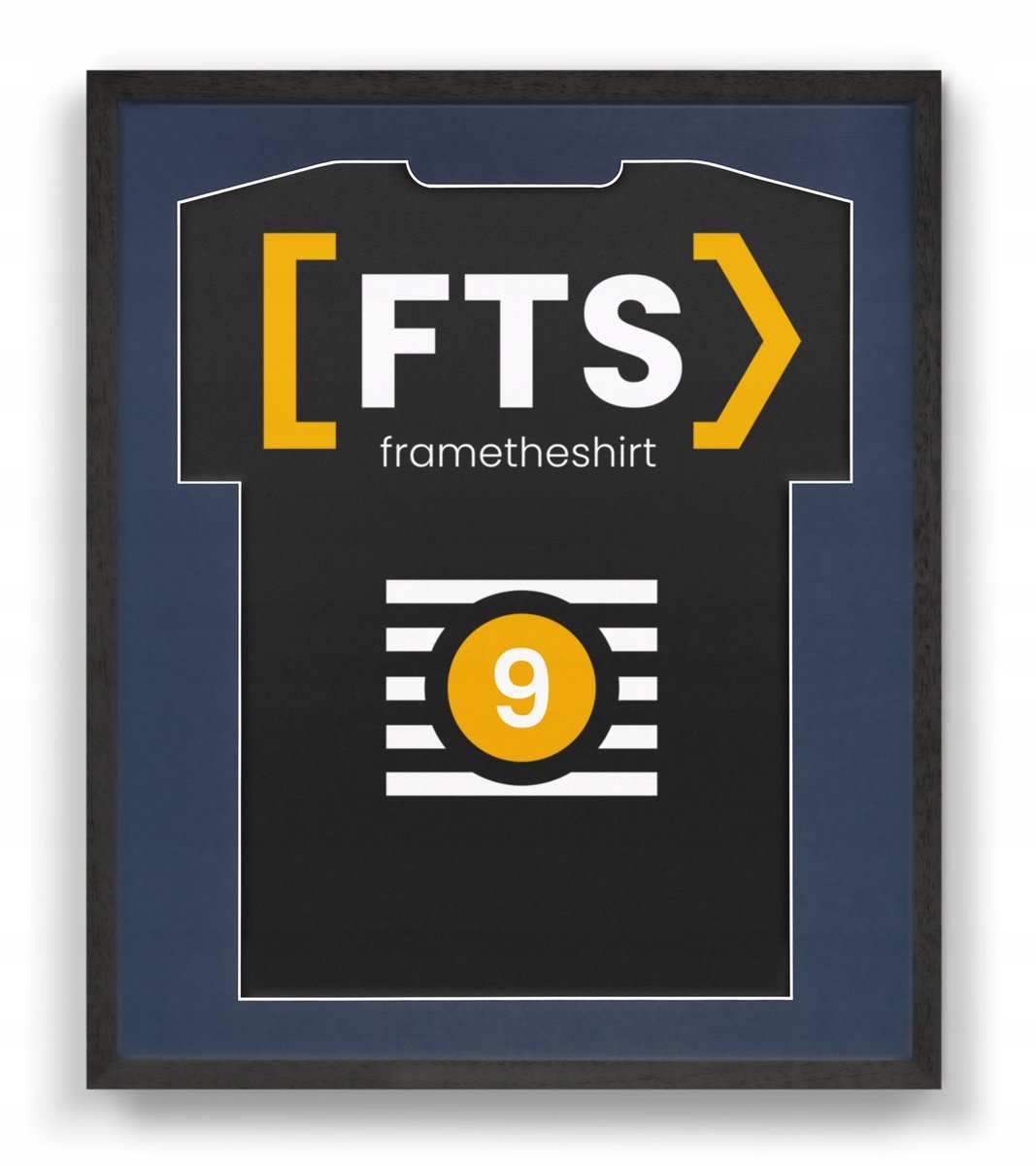 Houten sportshirtlijst - Zelfmontage, Zwart met Blauw passe-partout