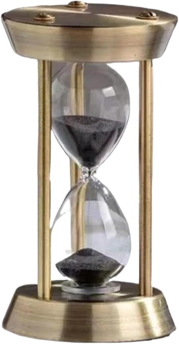 Zandloper Decoratie - Mini Timer - Tijd Management - Stabiele Metalen Basis - 2 Stuks - Zwart Zand