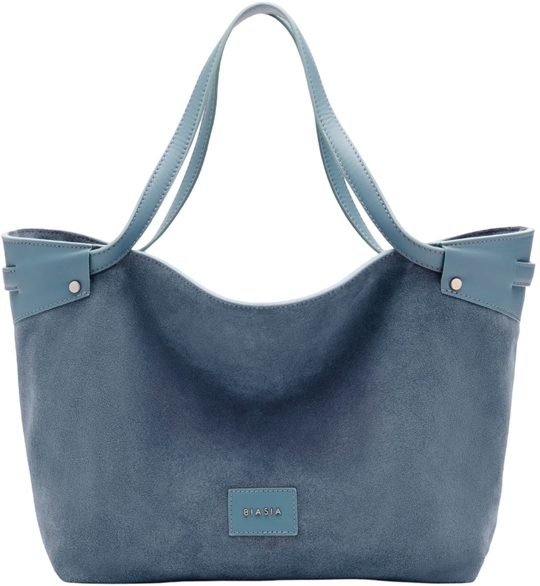 BIASIA Leren shopper handtas Memory Shopping Bag Denim blauw