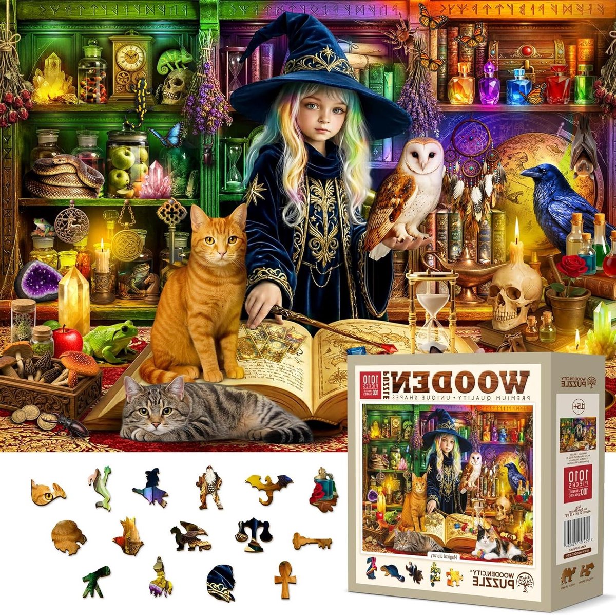 Magische Bibliotheek Puzzel - Legpuzzel Volwassenen - Ontspannende Avonden - Rijk Gedetailleerd - 1000 Stukjes - Multicolor