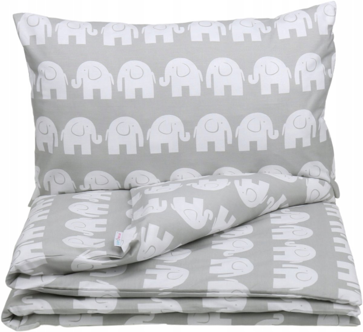 Babymam Kinderledikant Beddengoed Set 2 Delig 135x100cm Witte Olifanten